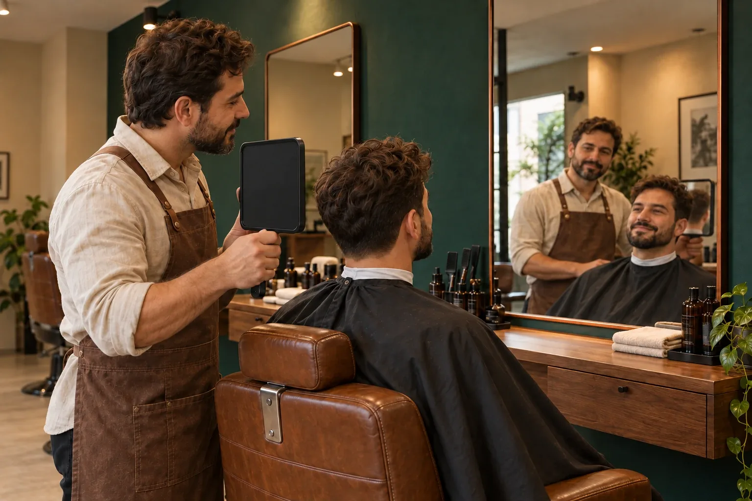 Conferência do acabamento do corte com espelho de mão.